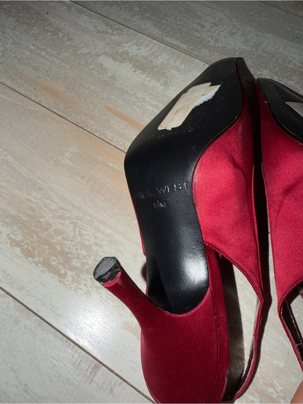 Nine West Crimson Satin Slingback Pumps with Rhinestone Buckles - Picture 4 of 5